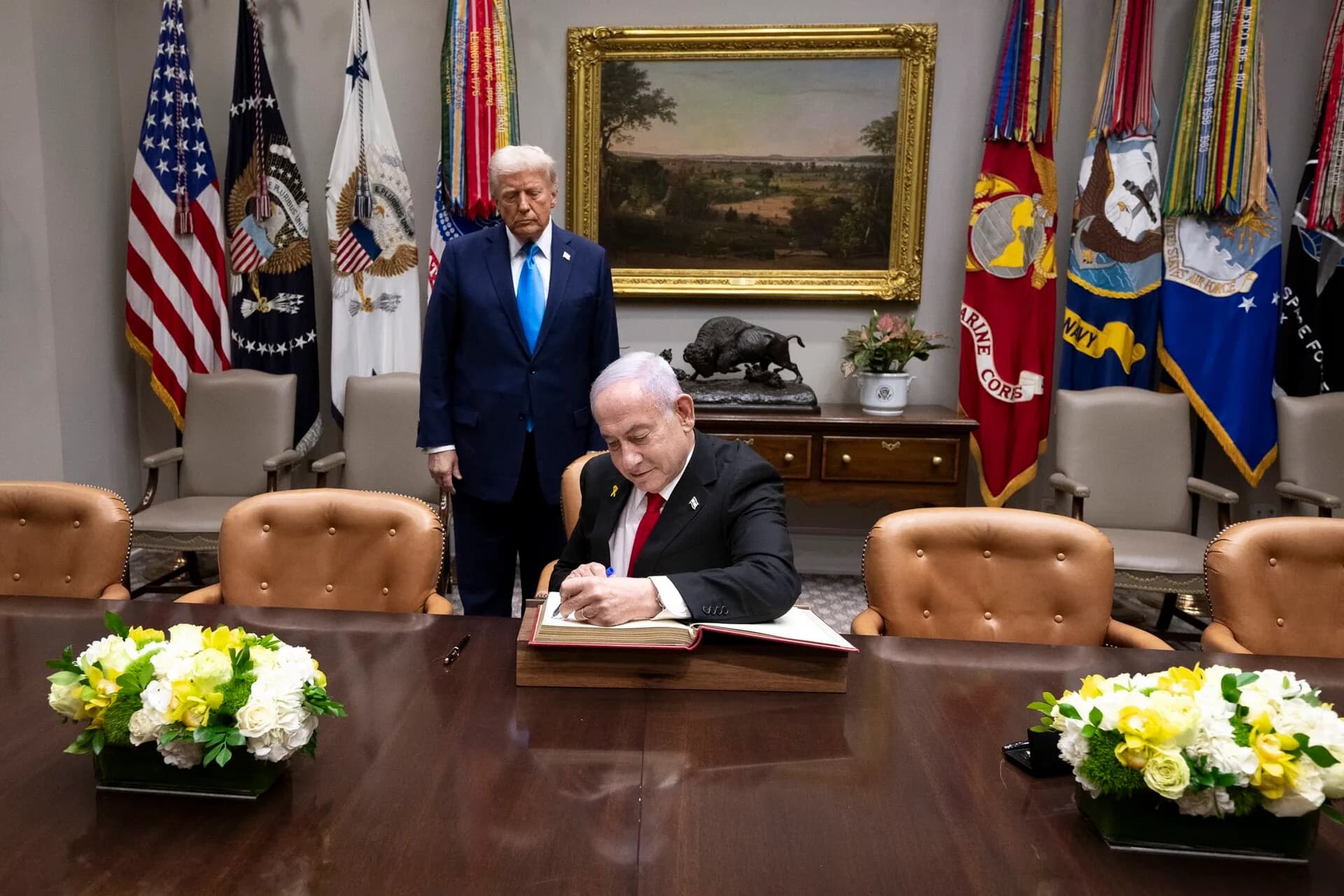Donald Trump e Benjamin Netanyahu alla Casa Bianca, 2025