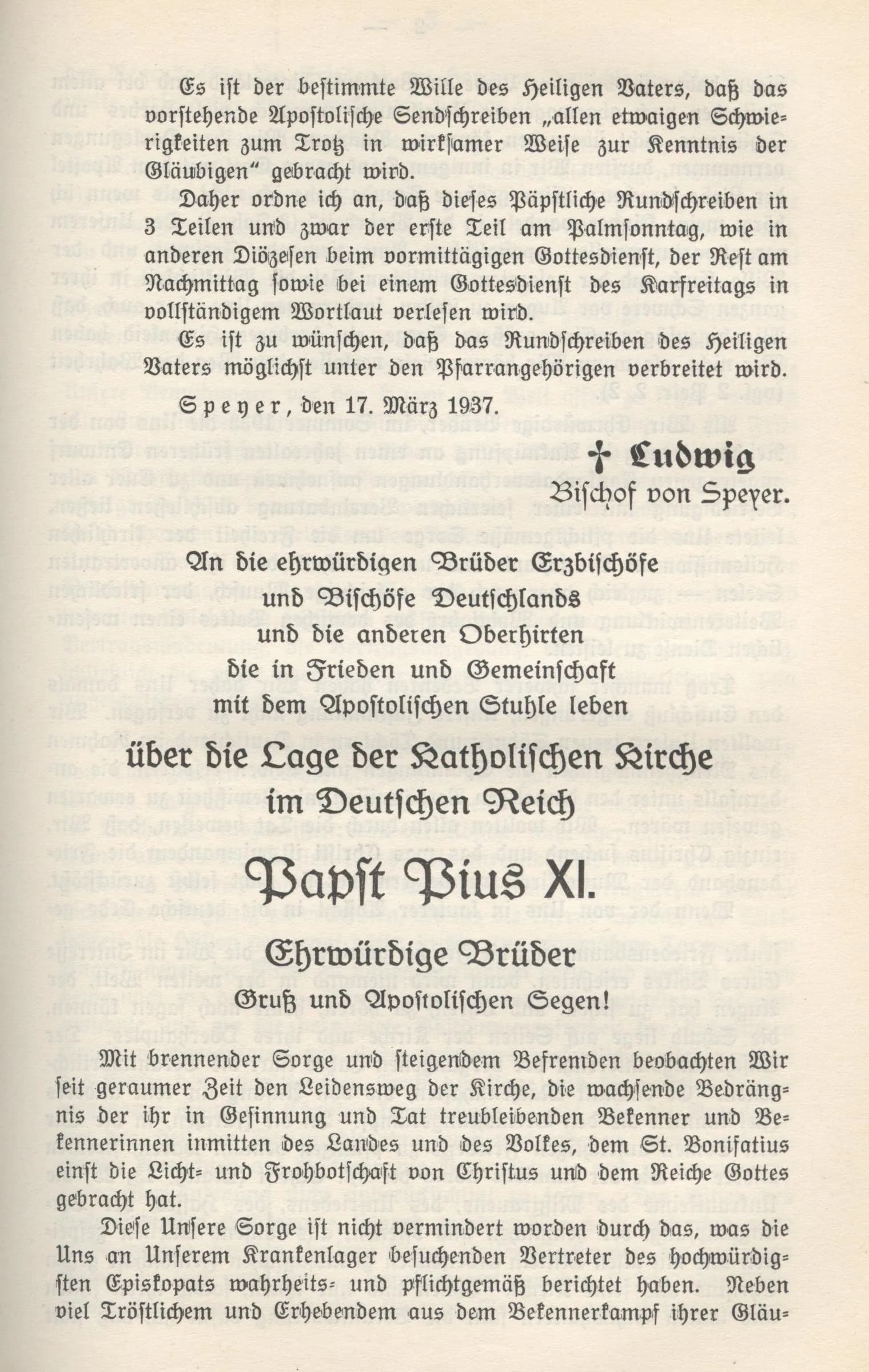 Una copia dell’enciclica «Mit brennender Sorge» di Pio XI (1937)